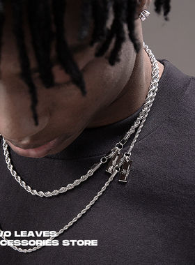 TWOLEAVES钛钢男女百搭麻花项链