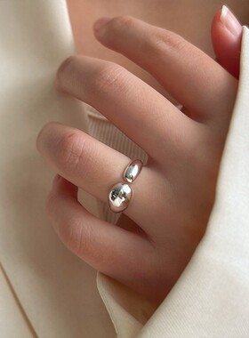 韩版素圈不规则925纯银百搭戒指女小众ins风设计不掉色组合