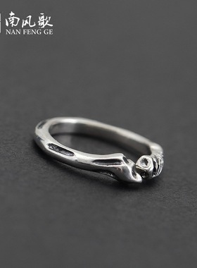 《肋骨》盔甲软肋铜镀银情侣戒指