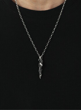 痞帅原创设计999纯银浮木项链男