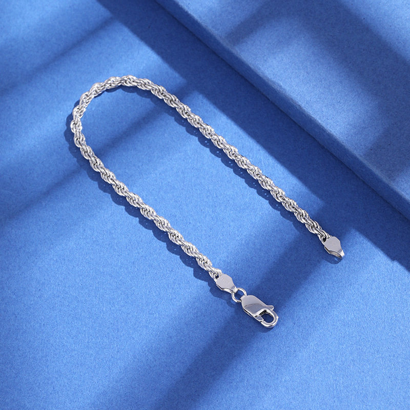 925纯银3.3mm麻绳手链时尚男女同款个性嘻哈扭绳麻花情侣手饰品,淘宝优惠券,粉丝福利购,淘宝优惠卷