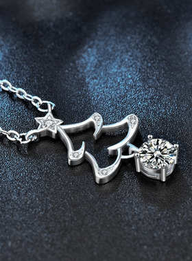 925纯银饰品项链不掉色新品圣诞树莫桑石吊坠创意礼物送朋友闺蜜