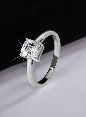 s925纯银戒指莫桑石戒指D色1克拉阿斯切割莫桑钻戒指手饰送女朋友
