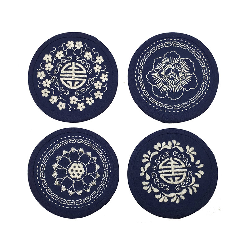 刺绣diy手工自绣初学材料包制作 茶席垫布艺棉麻隔热杯垫方形壶垫,淘宝优惠券,粉丝福利购,淘宝优惠卷