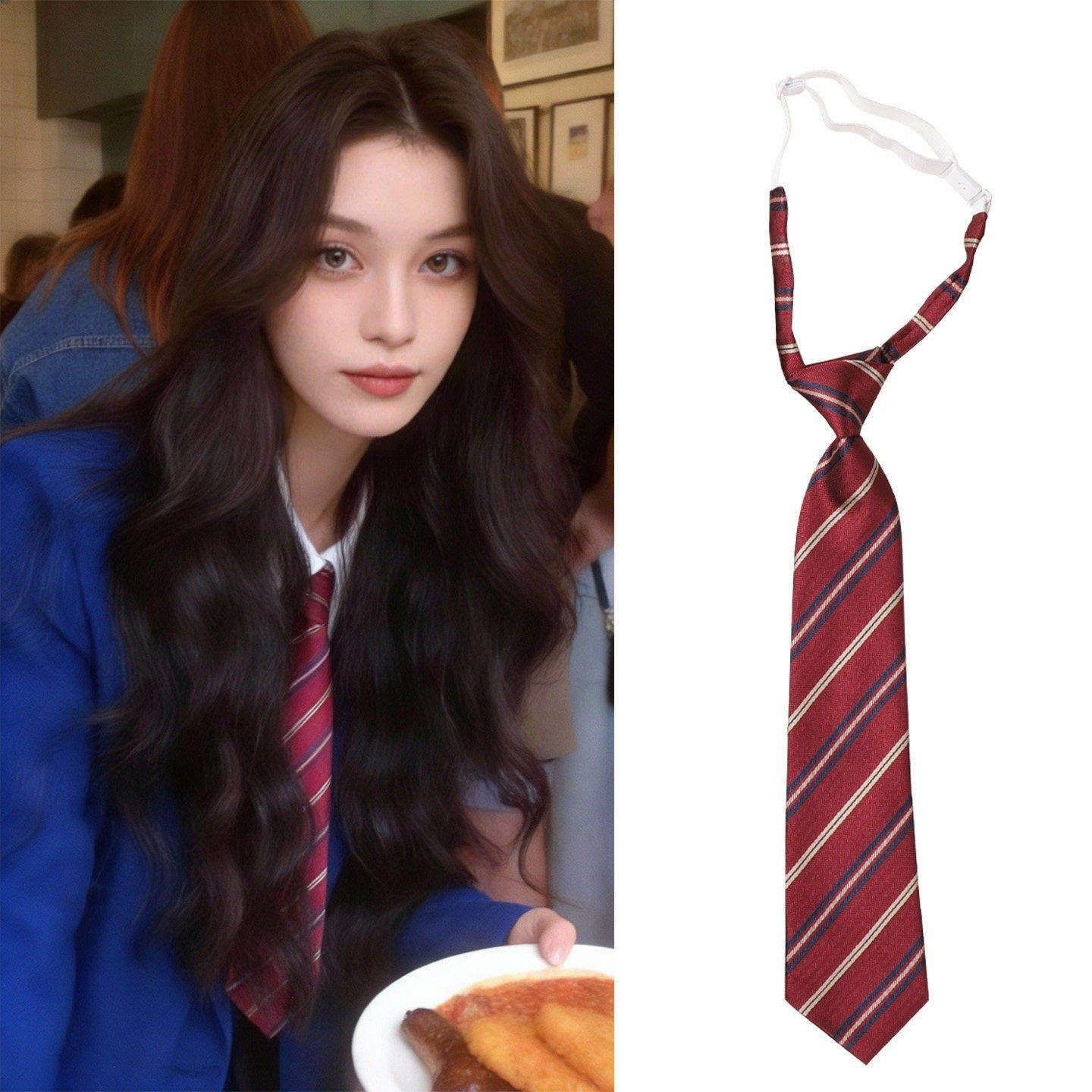 jk条纹领带女款配饰学院风男学生DK红色手打百搭领巾衬衫制服领结,淘宝优惠券,粉丝福利购,淘宝优惠卷