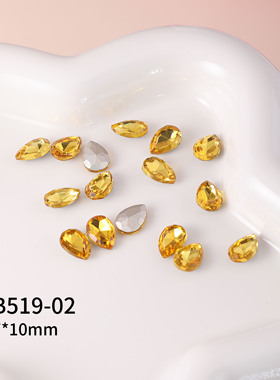 网红新款超闪尖底钻金黄美甲钻异形钻蝴蝶钻水滴金色黄色堆钻B519
