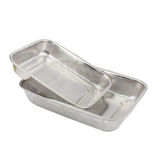 304不锈钢方篮网筐洗菜控水网篮过滤漏盘餐具沥水篮冲孔筐水果篮 - 图0