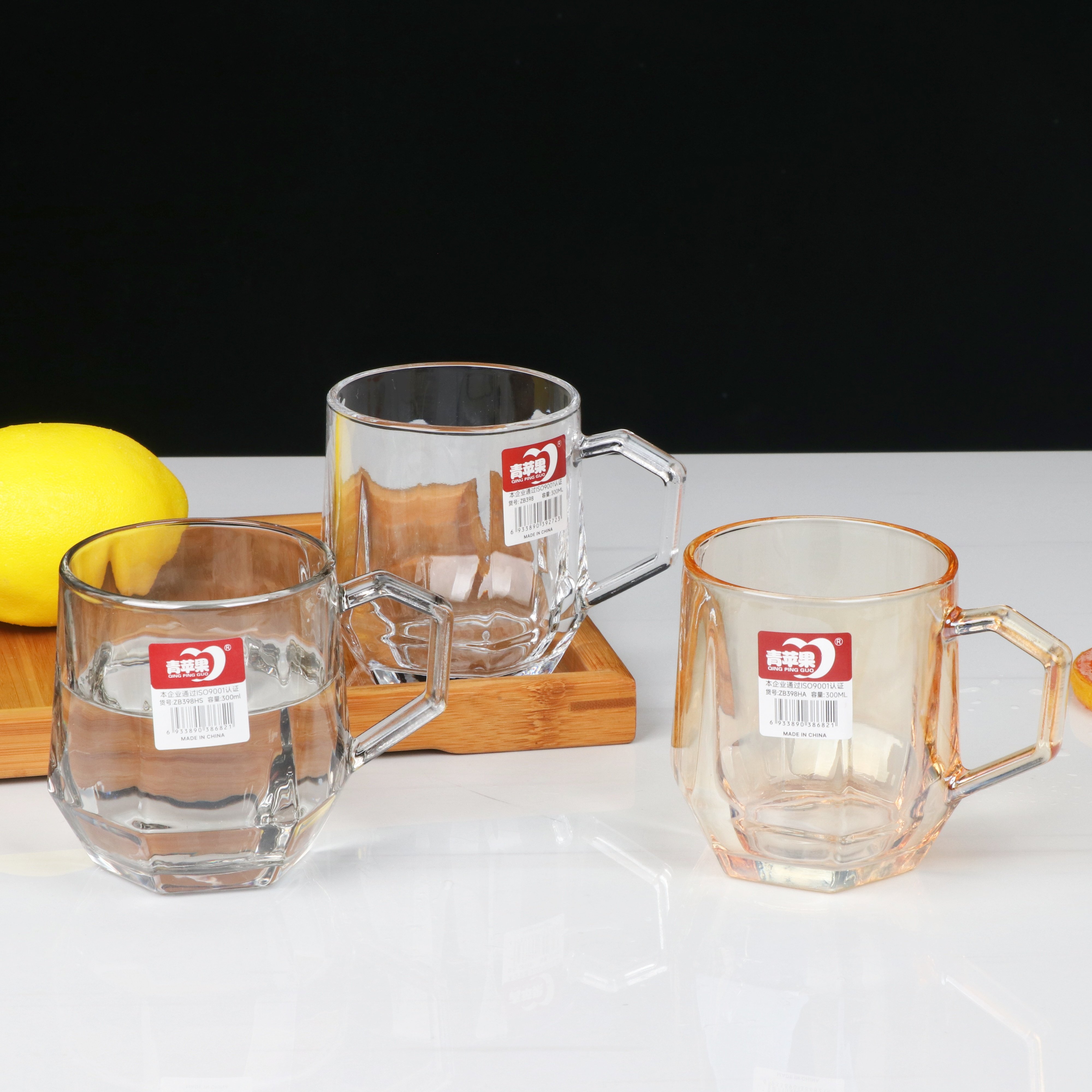 青苹果无铅玻璃垣凌把杯钠钙玻璃水杯啤酒杯带把玻璃喝水杯饮料杯,淘宝优惠券,粉丝福利购,淘宝优惠卷