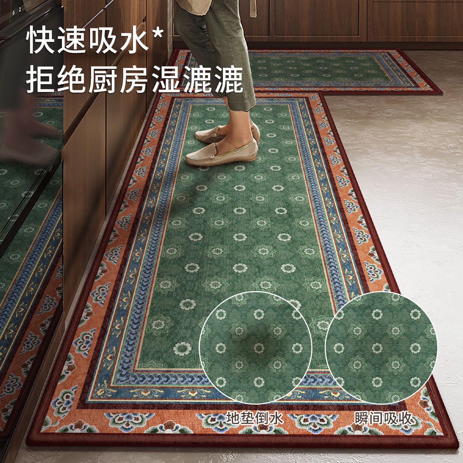 厨房专用地垫2026新款防水防油防滑吸水家用门口踩脚垫子长条地毯,淘宝优惠券,粉丝福利购,淘宝优惠卷