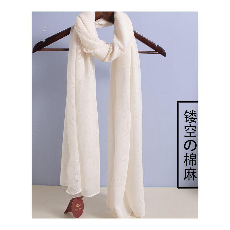棉麻围巾女冬季镂空网红百搭纯色夏季空调护颈亚麻长条薄款丝巾