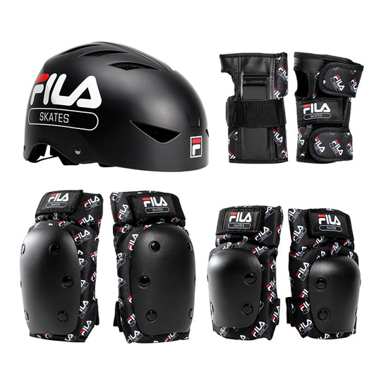 FILA斐乐轮滑护具套装滑冰滑板头盔儿童骑平衡自行车护膝女男成人