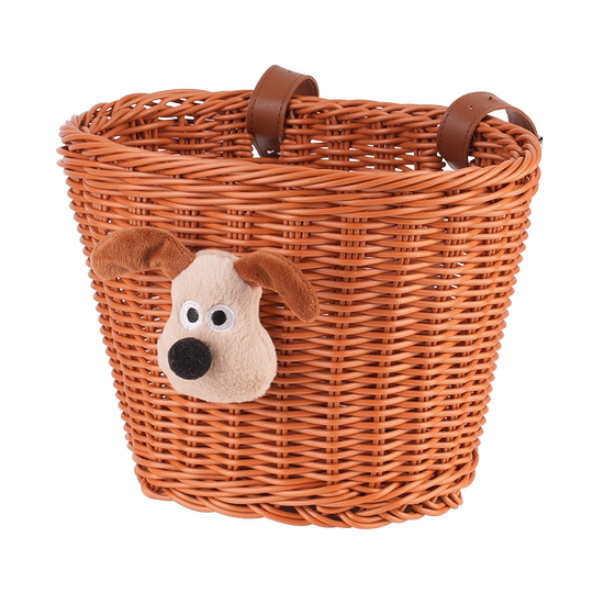 儿童自行车车筐玩偶卡通篮子童车复古编织前车篓小孩单车遛娃神器