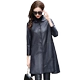 Mùa thu xu hướng thời trang giản dị áo khoác da cừu đơn giản áo khoác da bằng da nữ dài giữa 6217 - Quần áo da