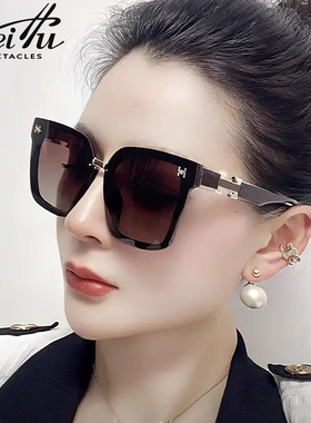 墨镜女2025新款高级感方框白色太阳镜偏光开车大脸显瘦显脸小遮阳