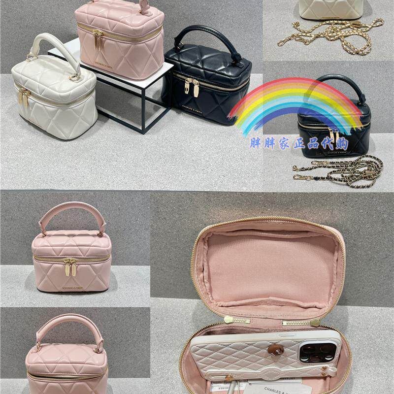 CHARLES&KEITH小CK2-80782534菱格链条手提斜挎小方包水桶包女包-图3