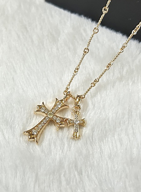 个性男女同款双十字架吊坠925银