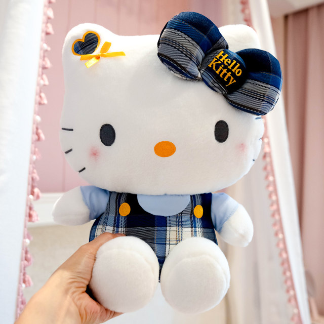 HelloKitty Doll Dark Blue Checkered Doll KT Cat
