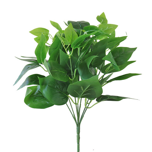 单支树叶绿萝插花假花仿真小花束塑料花把束绿色植物绿叶假草装饰 - 图0