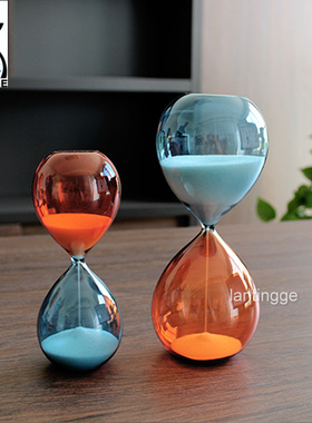 创意兰亭阁彩色玻璃沙漏欧式摆件