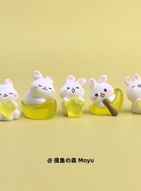月亮兔子治愈情绪工位小摆件