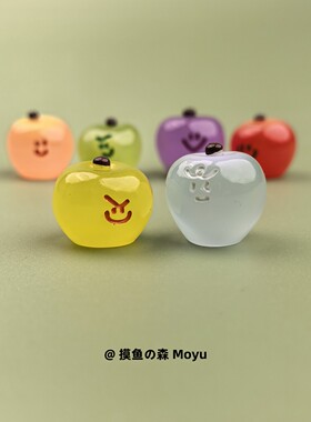 可爱迷你表情小苹果工位桌面摆件