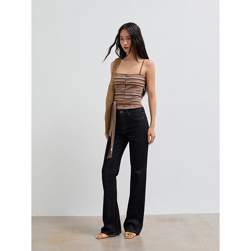 TDDP“彩虹背心”设计感条纹小吊带女夏季外穿内搭打底修身上衣 - 图1