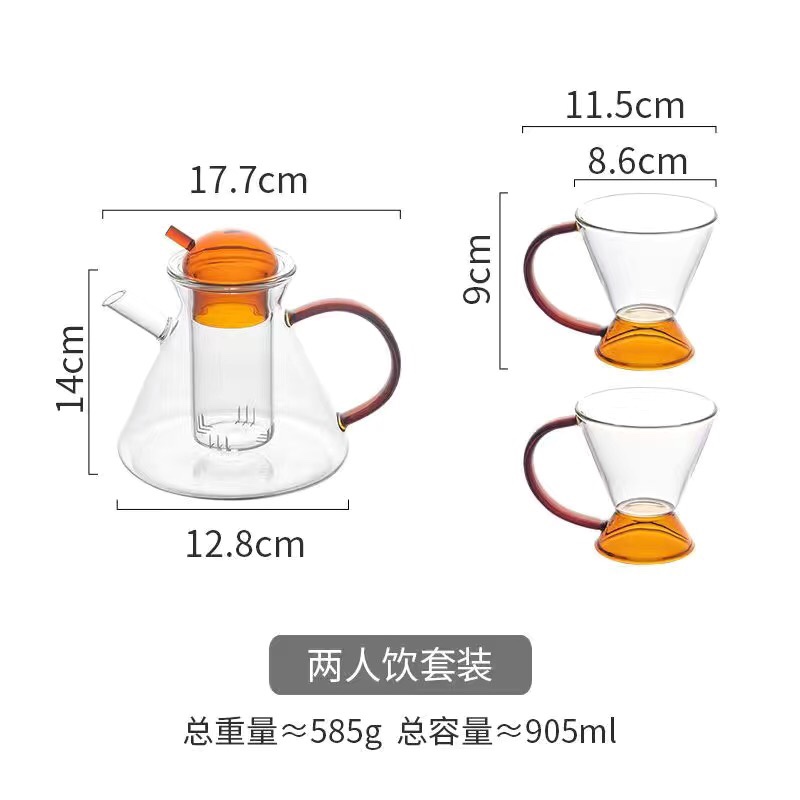 法式轻奢下午茶玻璃壶耐热透明玻璃泡茶壶套装带过滤花茶煮茶新款 - 图3