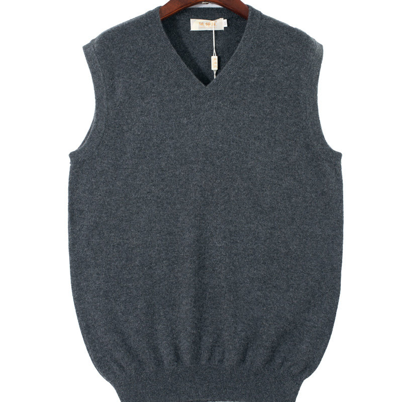 【断码清仓】秋冬羊绒背心男士羊绒马甲加绒加厚保暖针织V领毛衣,淘宝优惠券,粉丝福利购,淘宝优惠卷