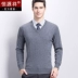 Áo len cashmere nam Hengyuanxiang trung và già mùa thu và mùa đông mới gà trái tim cổ áo len tinh khiết cashmere áo len cha - Áo len Cashmere