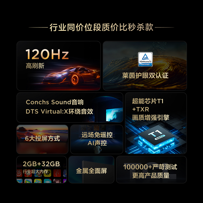 TCL 65V8E 65英寸120Hz高刷高清4K网络全面屏电视机 官方旗舰店 - 图0