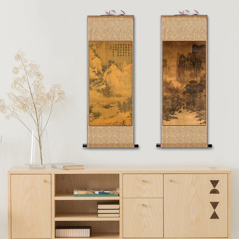 宋代名家字画仿古卷轴画酒店送礼丝绸卷轴挂画书房装饰定制中式画 - 图1