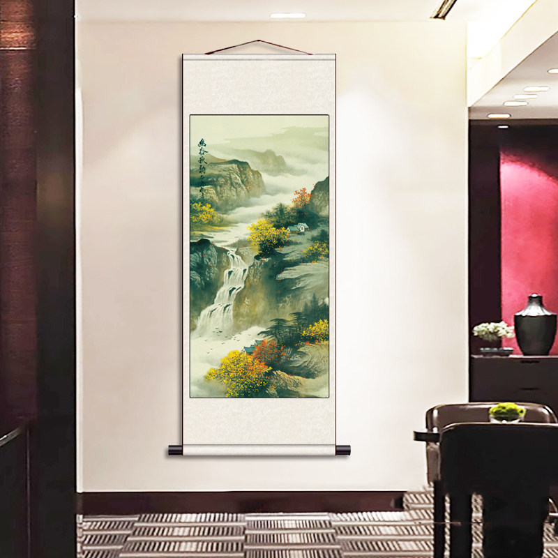 风水招财挂画茶楼装饰画高山流水客厅挂画旭日东升玄关字画办公室,淘宝优惠券,粉丝福利购,淘宝优惠卷