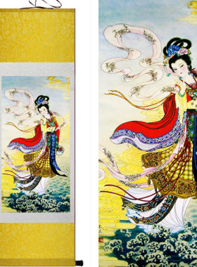仙女丝绸酒店包厢古典风卷轴画