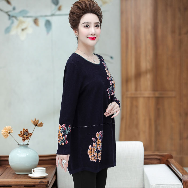 妈妈春秋遮肚子中长款200斤毛衣 暖妞中老年女装