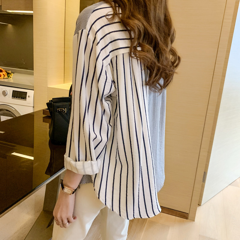 联名华来阿玛施特竖条纹棉麻衬衫 摩登猫衬衫