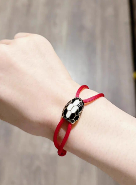 本命年珐琅蛇头红绳手链