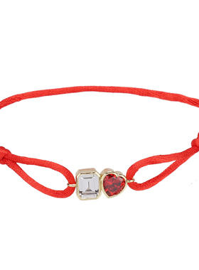 新款原创本命年红绳手链彩色锆石14K金手绳男女同款送情侣礼物