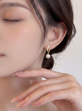 小众气质金色流苏珍珠耳钉女款