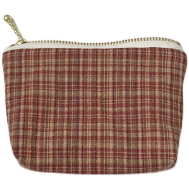 自制迷你小零钱包古典复古细格水洗布艺柔软口红小收纳包卡包红色,淘宝优惠券,粉丝福利购,淘宝优惠卷
