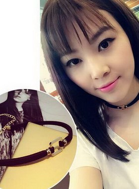 韩国绒桃心镂空蕾丝项圈脖子饰品