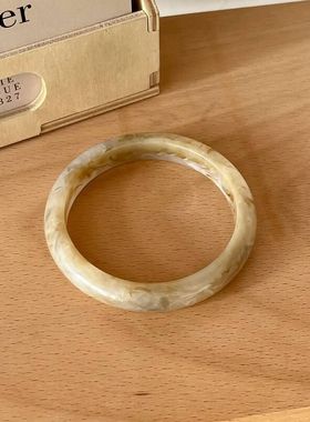 跨境专供时尚新款潮流小众圆形树脂手镯复古圆形晕染树脂手串手圈