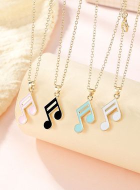 速卖通时尚新款钢琴音符项链创意个性合金滴油设计百搭吊坠装饰品