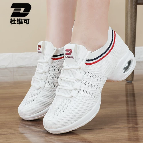 Танцевальная обувь плаза танцевальная обувь танцевальная обувь 22 Новая женщина мягкая неперфиновая спортивная спортивная танцевальная туфли Aquarius Jazz White