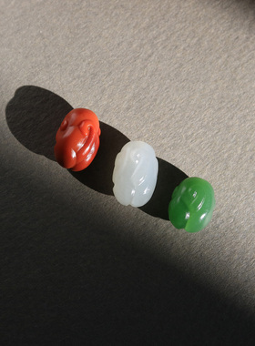 三不猴手链配珠和田玉白玉籽料