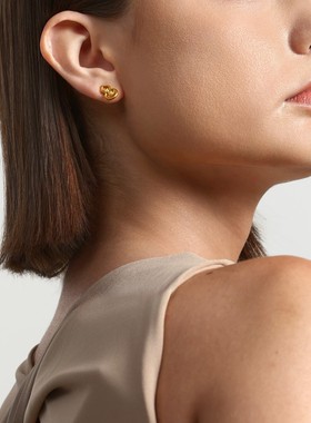 周生生官方正品Essence永足金纳福葫芦碎碎冰黄金耳钉耳饰96249E