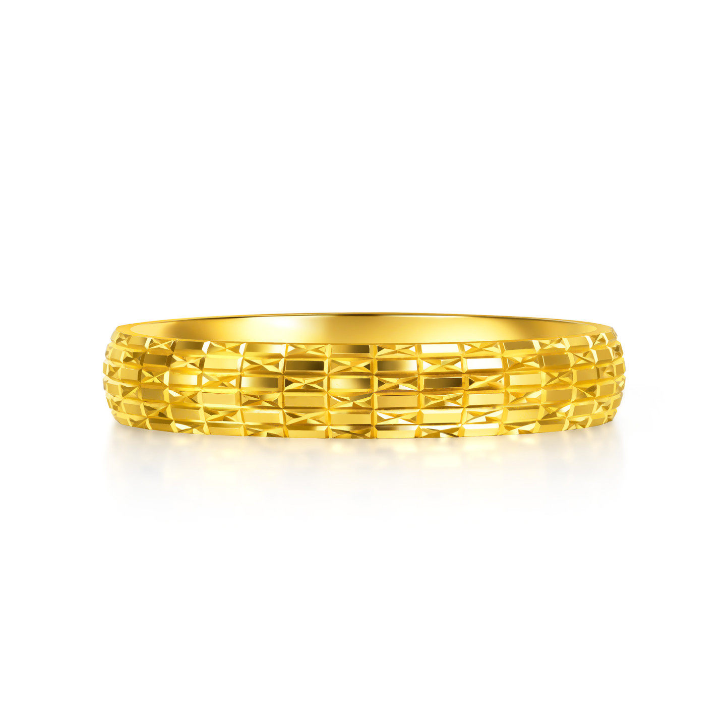 Chow Sang Sang Essence series pure gold three-dimensional sparkling plaid gold ring 96774R