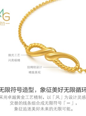 周生生黄金珠宝MINTYGREEN追风系列风之永恒足金手镯95559B