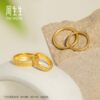 Chow Sang Sang official Shengsheng gold dragon and phoenix gold ring wedding ring couple style open ring 09149R