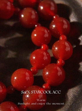 红玉髓玛瑙双圈手链女士起光冰透手串新中式国风复古