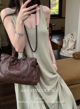 黑玛瑙两戴双层长款串珠女士项链时髦气质海边度假风博主同款